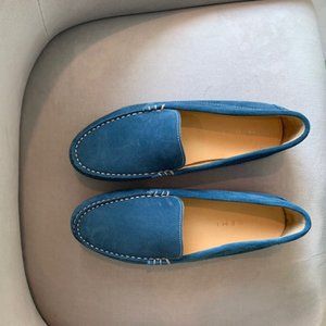 M. Gemi Felize Drivers Blue Suede Leather size 37.5, New, have not been worn